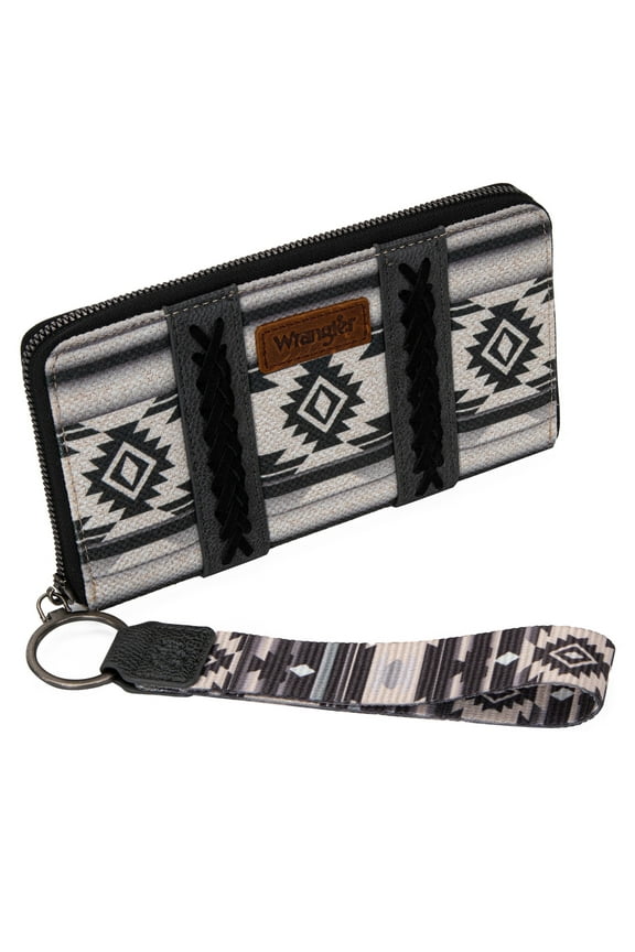 Wrangler Wristlet Western Wallet Boho Aztec Credit Card Holder for Women, Black