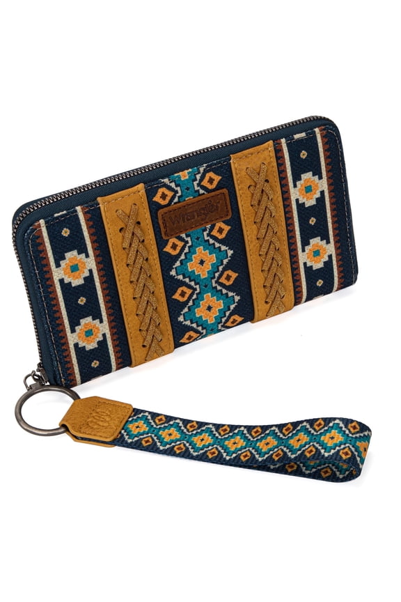 Wrangler Wristlet Western Wallet Boho Aztec Credit Card Holder for Women, Miso