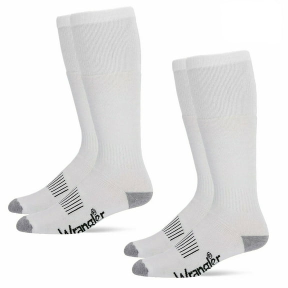 Wranglers Men's Wellington Cushion Smooth Toe Tall Mid Calf Work Boot Socks 2 Pair Pack