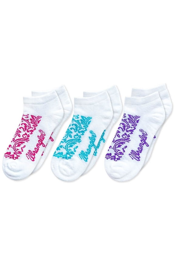 Wranglers Women's Smooth Toe Floral Swirl Patterned Low Cut Sports Socks 3 Pair Pack