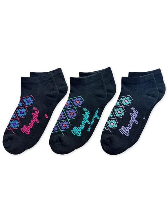 Wranglers Women's Smooth Toe Western Aztec Patterned Low Cut Sports Socks 3 Pair Pack