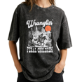 thumbnail image 1 of Wranglin' Feral Children Western Desert Cowboy Wash Print Tshirt Graphic Tees Charcoal Oversize S-2XL Casual Tops, 1 of 4