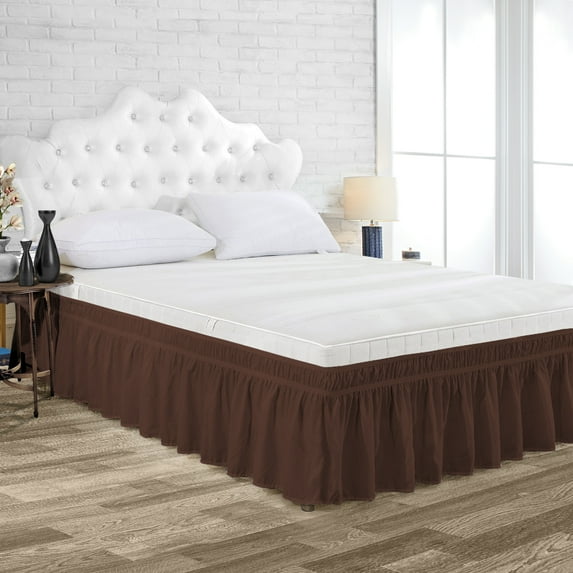 Wrap Around Bed Skirt Chocolate Twin XL Size 11 Inch Tailored Drop, Soft Double Brushed Hotel Quality Microfiber Bed Skirt Luxury, Easy to Care Wrinkle & Fade Resistance