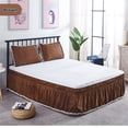 thumbnail image 1 of Wrap Around Bed Skirt Elastic Silky Soft Dust Ruffle Pleated Bed Skirt Home Skirt Bedspread-brown-135x200x40cm(53x79x16inch), 1 of 6
