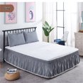 thumbnail image 1 of Wrap Around Bed Skirt Elastic Silky Soft Dust Ruffle Pleated Bed Skirt Home Skirt Bedspread-gray-180x200x40cm(71x79x16inch), 1 of 6