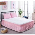 thumbnail image 1 of Wrap Around Bed Skirt Elastic Silky Soft Dust Ruffle Pleated Bed Skirt Home Skirt Bedspread-pink-180x200x40cm(71x79x16inch), 1 of 6