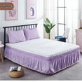 thumbnail image 1 of Wrap Around Bed Skirt Elastic Silky Soft Dust Ruffle Pleated Bed Skirt Home Skirt Bedspread-purple-200x200x40cm(79x79x16inch), 1 of 6