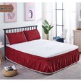 thumbnail image 1 of Wrap Around Bed Skirt Elastic Silky Soft Dust Ruffle Pleated Bed Skirt Home Skirt Bedspread-wine red-150x200x40cm(59x79x16inch), 1 of 6
