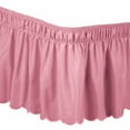 thumbnail image 1 of Wrap Around Bed Skirt , Elastic Dust Ruffle with 15 Inch Tailored Drop, Easy to Install Fade Resistant Fabric Bedskirts, Adjustable Elastic Belt for Size Bed, Washable Ruffle Skirt (Pink), 1 of 1