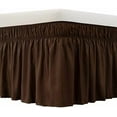 thumbnail image 1 of Wrap Around Bed Skirt Three Fabric Sides Elastic Dust Ruffled 18 Inch Tailored Drop,Easy to Install Fade Resistant-Brown, Queen/King, 1 of 5