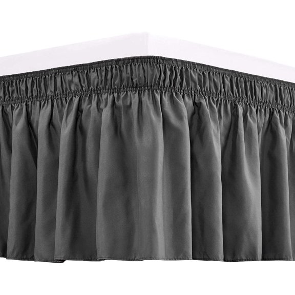 BEDDING BEGS-Wrap Around Bed Skirts 12" Drop, 100% Microfiber, Fully Elastic Dust Ruffle, Soft and Luxury-King Size-Dark Gray Solid.