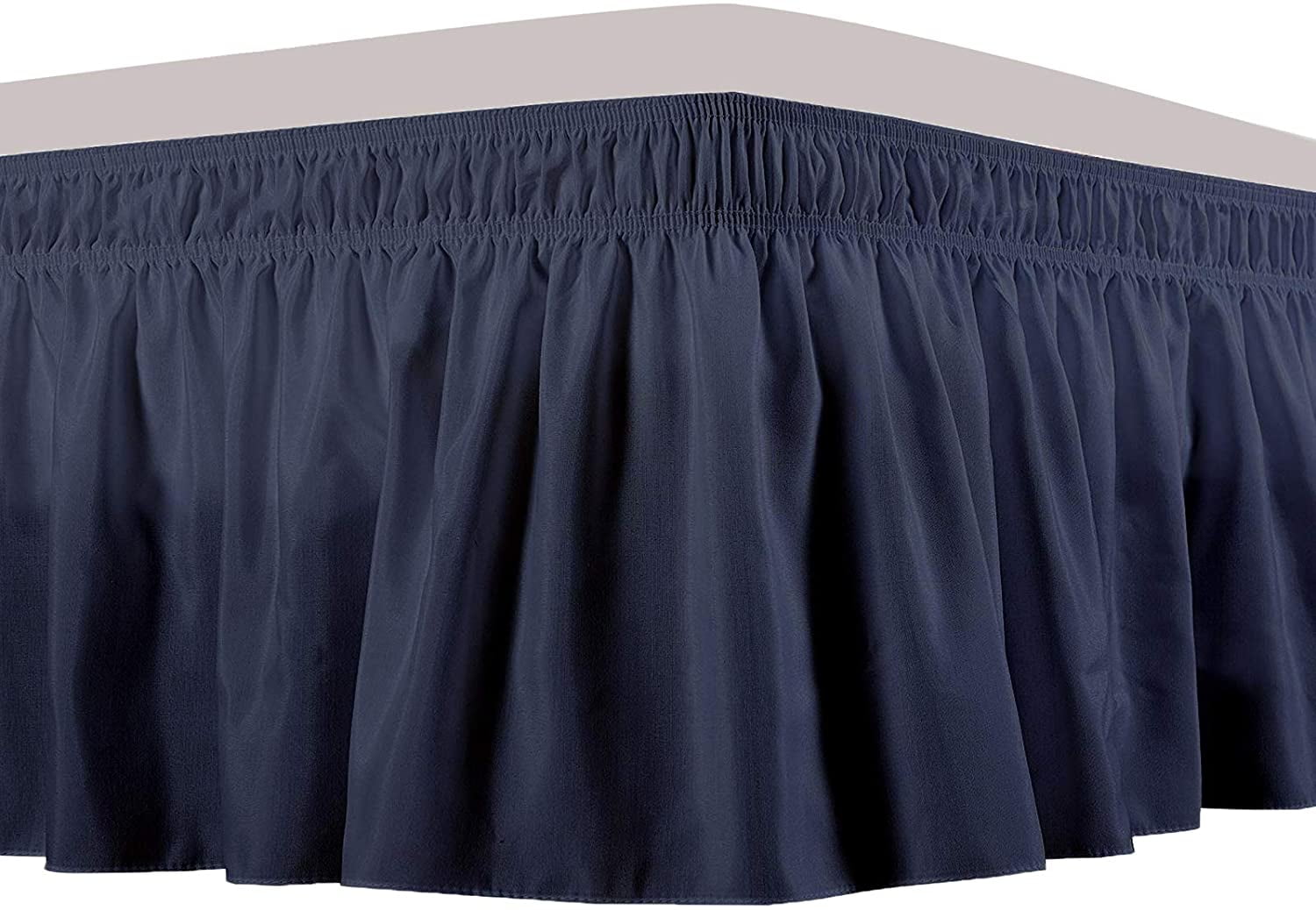 Wrap Around Bed Skirts 14" Drop, Fully Elastic Dust Ruffle, Soft and