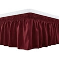 thumbnail image 1 of Wrap Around Bed Skirts 22" Drop, Fully Elastic Dust Ruffle, Soft and Luxury, Fade Resistant, Machine Washable Luxurious Fabric, Twin XXL Size - Burgundy Solid., 1 of 4