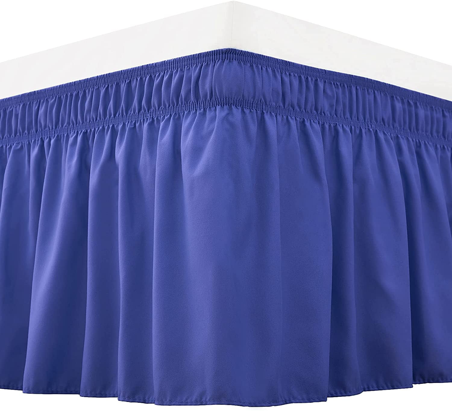 Wrap Around Bed Skirts 30" Drop, Fully Elastic Dust Ruffle, Soft and