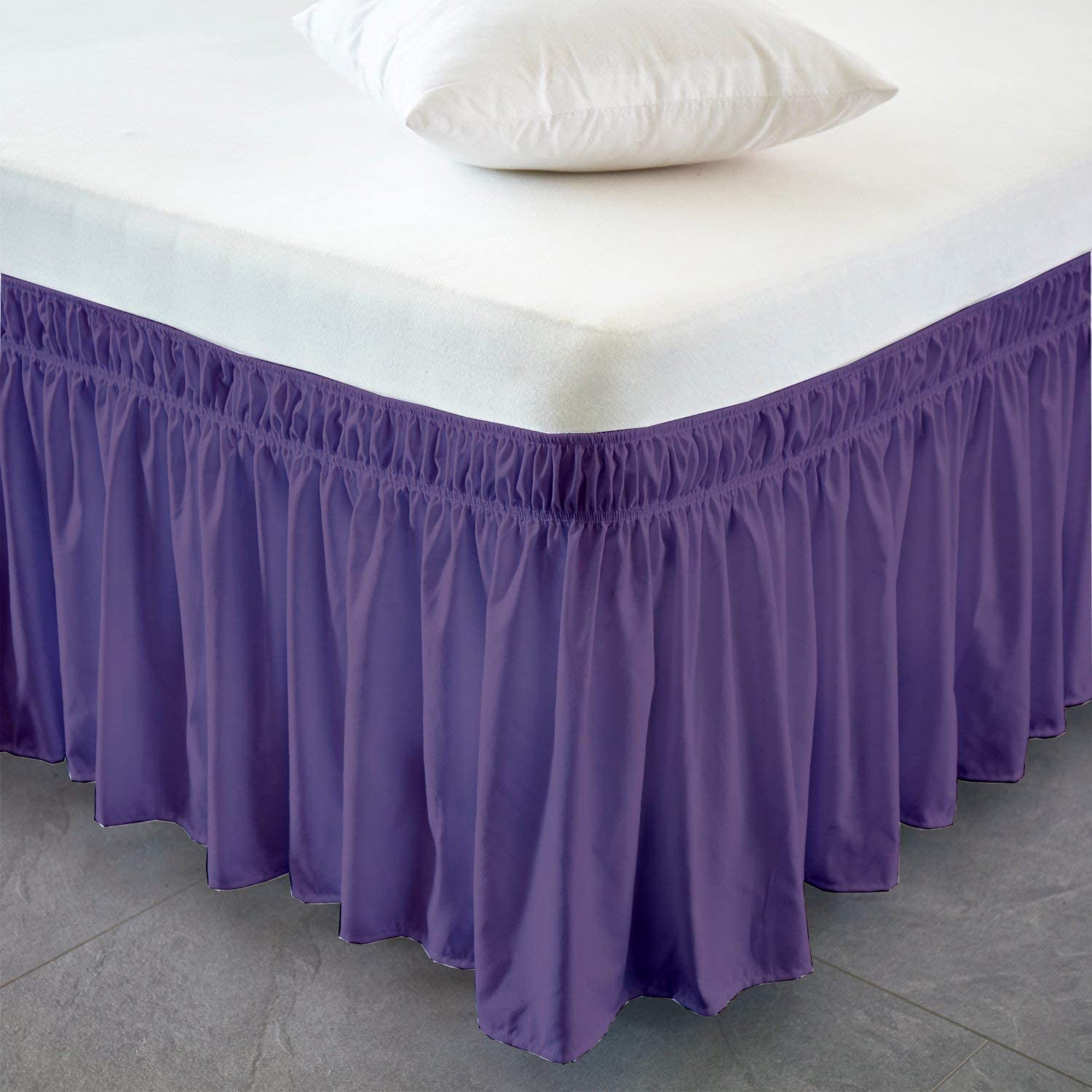 Wrap Around Bed Skirts for Cal King 72 x 84 Beds 21 Inches Drop, Plum