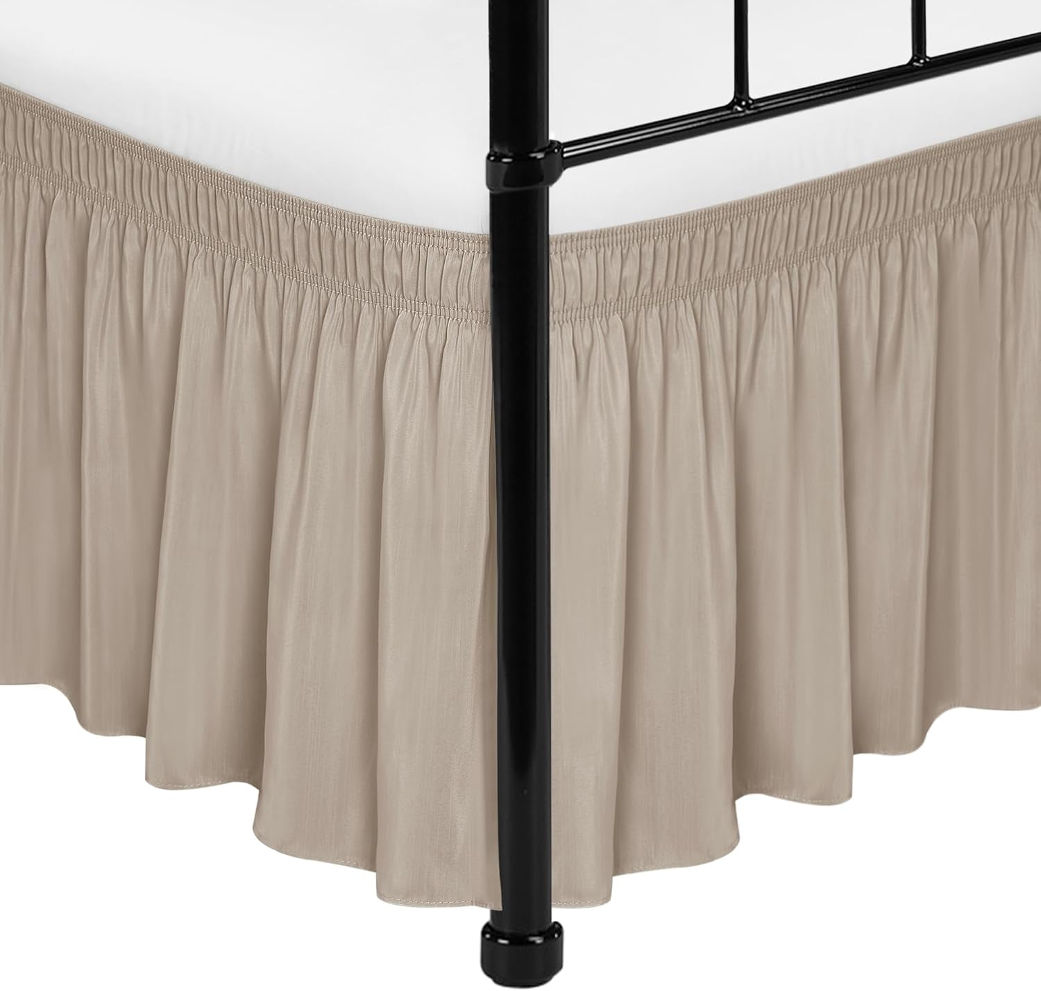 Wrap Around Bed Skirts with Split Corners for Full Beds 16" Drop, Light