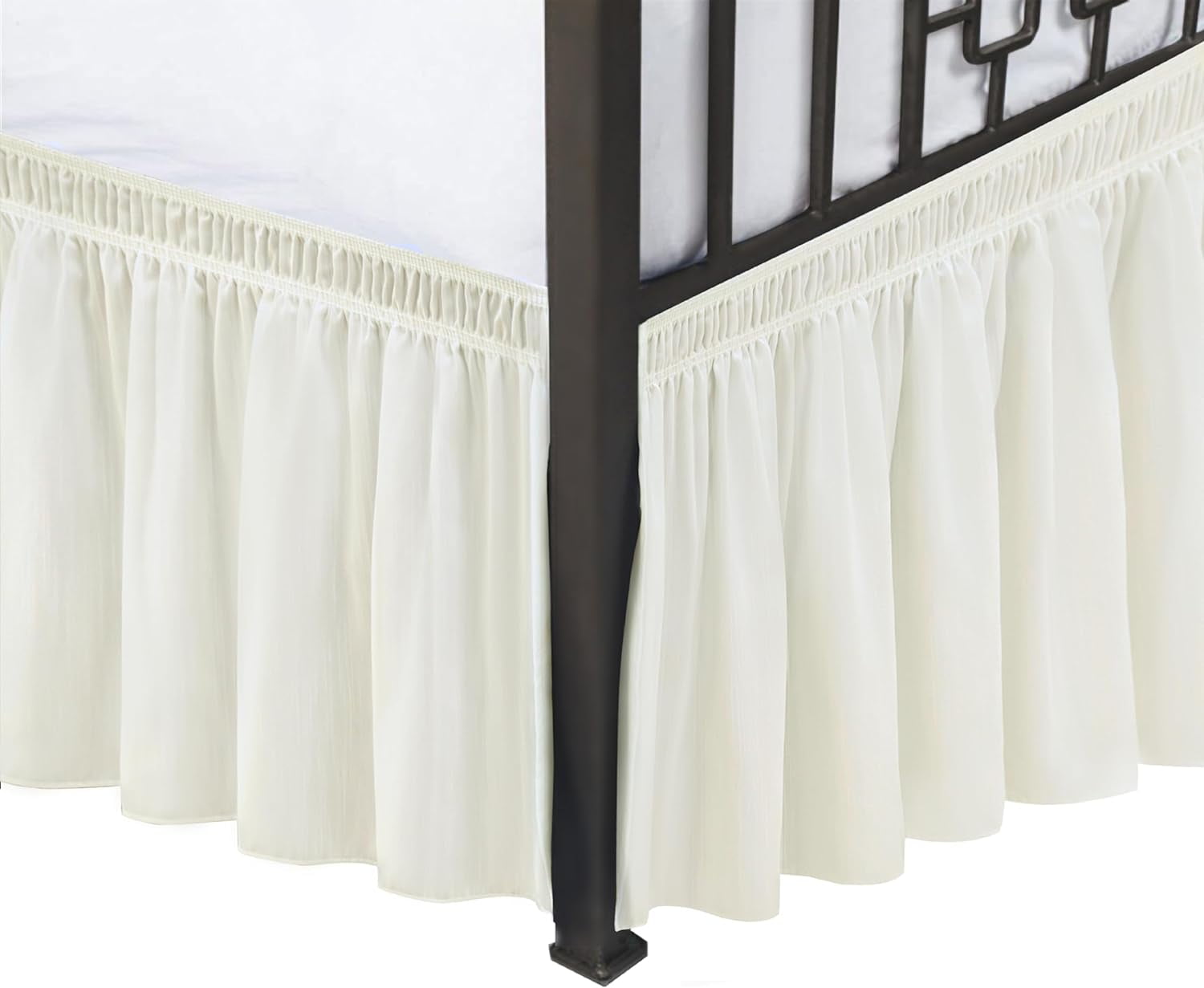 Wrap Around Bed Skirts with Split Corners for Queen Beds 14" Drop