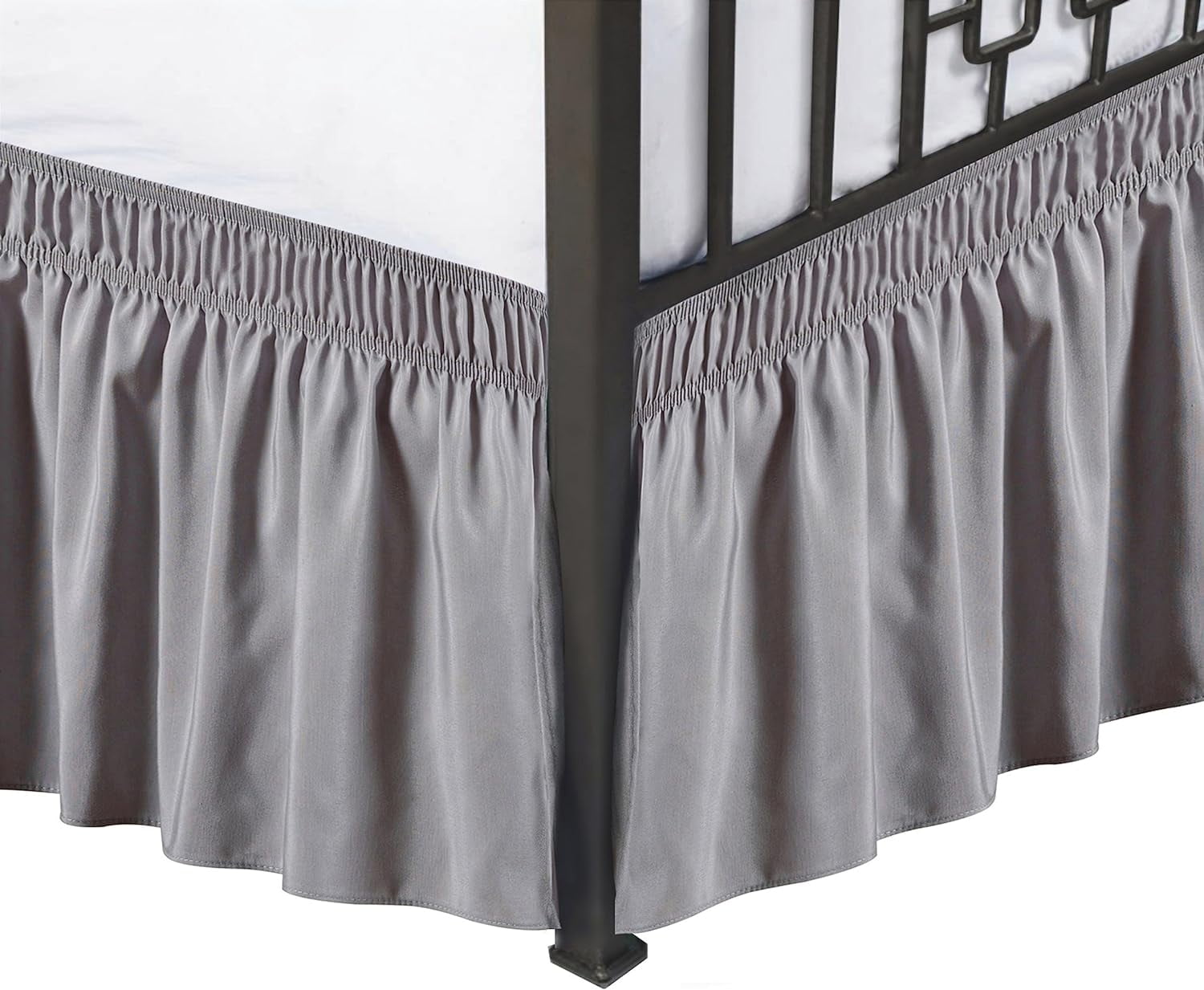 Wrap Around Bed Skirts with Split Corners for Queen Beds 16" Drop