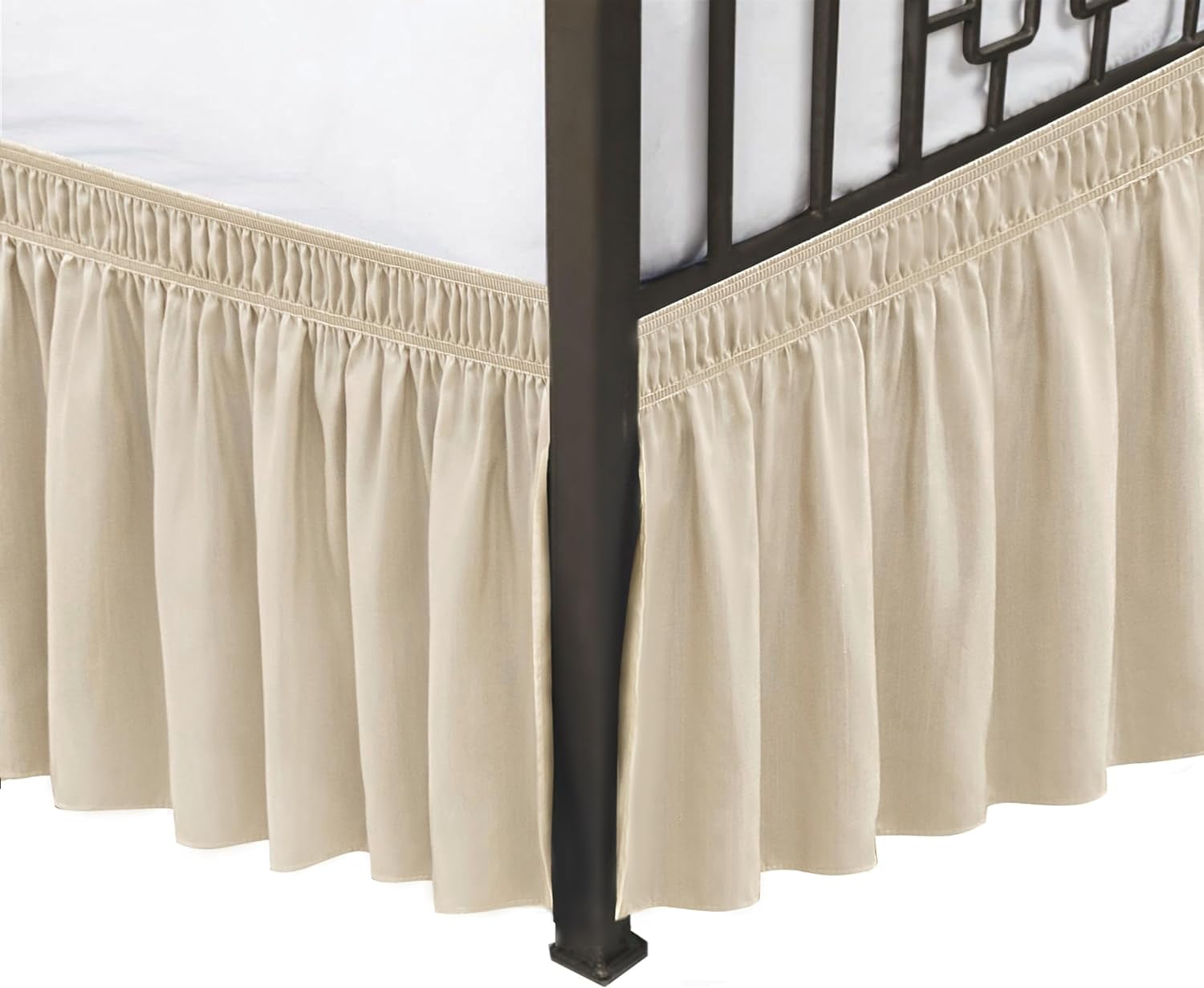 Wrap Around Bed Skirts with Split Corners for Queen Beds 18" Drop