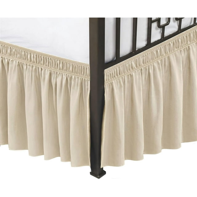 Wrap Around Bed Skirts with Split Corners for Queen Beds 18" Drop, Adjustable Elastic Dust