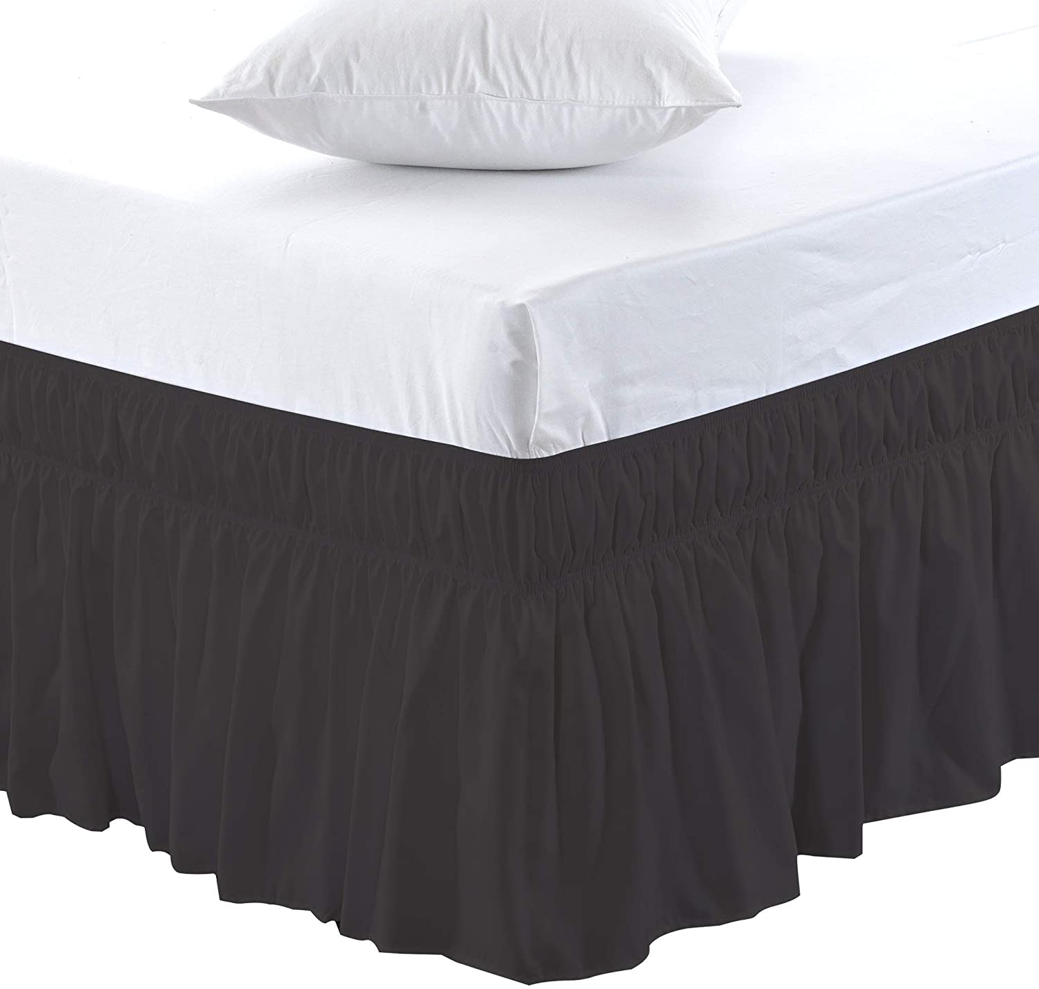 Wrap Around Bed Skirts for Twin XL 39 x 80 Beds 15 Inches Drop, Dark