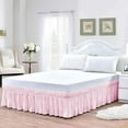 thumbnail image 1 of Wrap Around Bedskirt with 20 Inch Tailored Drop, Hotel Quality Dust Ruffle Bedskirt, Adjustable Three Sides Elastic Belts, 100% Microfiber, Wrinkle Free-Pink Solid, Twin-XXL Size, 1 of 6