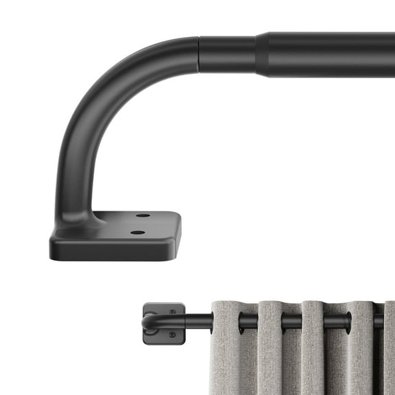 Wrap Around Blackout Curtain Rod 32-63 Inch Adjustable Telescoping Rod for Windows Bedroom Sliding Door Kitchen RV, Black