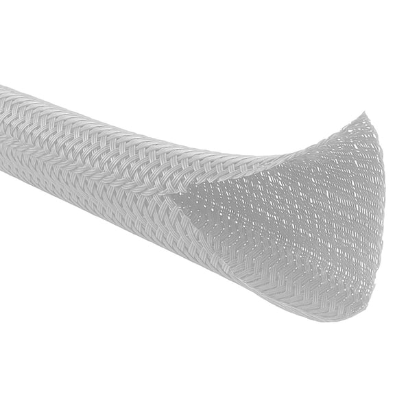 Wrap Around Braided Cable Sleeving- 2" Inside Diameter - 25' Long - Platinum Gray
