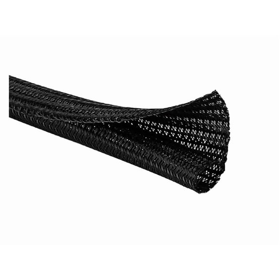 Wrap Around Braided Cable Sleeving - 2" Inside Diameter - 50' Long - Black