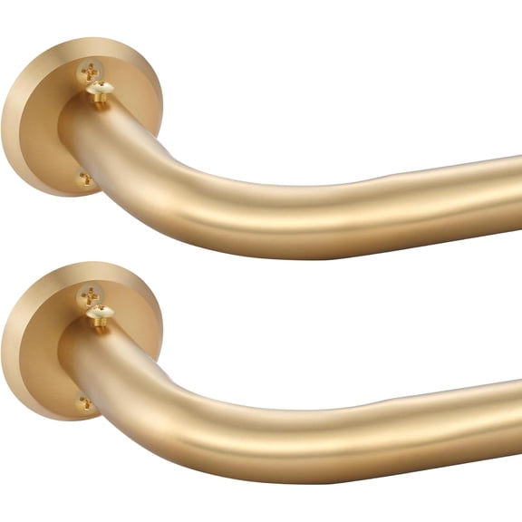 Wrap Around Curtain Rods 2 Pack for 48 to 84 Inches Windows, 1" Heavy Duty Room Darkening Drapery Rod with Sturdy Aluminum Base, Wall Mounted Ceiling Curved Curtains Rod, Brushed Gold