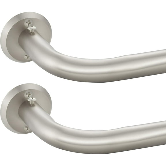 Wrap Around Curtain Rods 2 Pack for 48 to 84 Inches Windows, 1" Heavy Duty Room Darkening Drapery Rod with Sturdy Aluminum Base, Wall Mounted Ceiling Mounted Curved Curtains Rod, Brushed Nickel