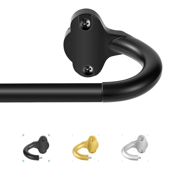 Blackout Curtain Rods 66-120 Inch, Wrap Around Design with Hidden Curved Base, Adjustable Heavy Duty Metal Rod for Single Window, Matte Black