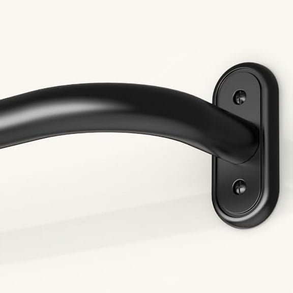 Wrap Around Curtain Rods Black, Blackout Heavy Duty Curtain Pole for Windows 48 to 84 Inch, 1" Decorative Room Darkening Curved Modern Drapery Rod (Matte Black/Unique Design/All Matel)