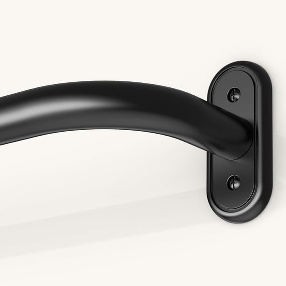 Wrap Around Curtain Rods Black, Blackout Heavy Duty Curtain Pole for Windows 72 to 144 Inch, 1" Decorative Room Darkening Curved Modern Drapery Rod (Matte Black/Unique Design/All Metal)