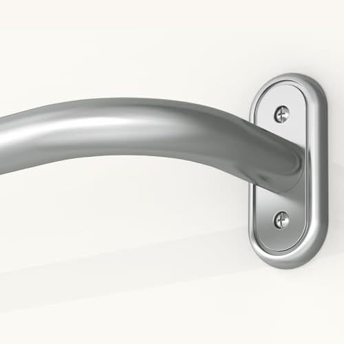 Wrap Around Curtain Rods Silver, Blackout Heavy Duty Curtain Pole for Windows 72 to 144 Inch, 1" Decorative Room Darkening Curved Modern Drapery Rod (Silver/Unique Design/All Metal)