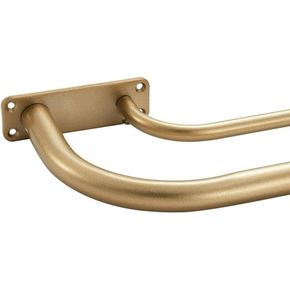 Wrap Around Double Curtain Rods 28-48 Inch, Antique Gold Double Curtain Rods, Room Darkening Double Drapery Rods, Heavy Duty 1-Inch Front and 5/8 Inch Back Telescoping Double Blackout Window Rods