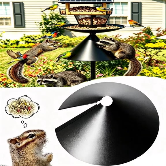 Wrap-Around Metal Squirrel Guard, Anti-Climb Squirrel Baffle, Compatible With Pole-Mounted Wild Bird Feeders, Weatherproof Protector For Backyard Outdoor Use(14 in)