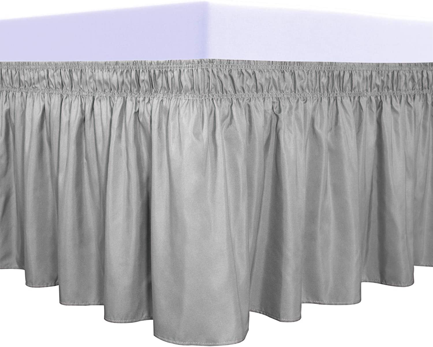 Wrap Around Ruffled Bed Skirt with Adjustable Elastic Belt 14 Inch