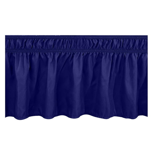 Wrap Around Ruffled Bed Skirt with Adjustable Elastic Belt - 15 Inch Drop Easy to Put On, Wrinkle Free Bedskirt Dust Ruffles, Frame Cover for Queen, King and C-King Size Beds