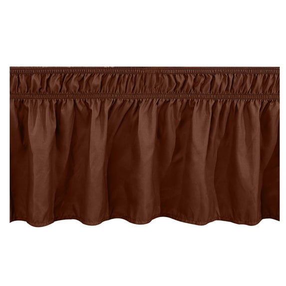 Wrap Around Ruffled Bed Skirt with Adjustable Elastic Belt - 15 Inch Drop Easy to Put On, Wrinkle Free Bedskirt Dust Ruffles, Frame Cover for Queen, King and C-King Size Beds