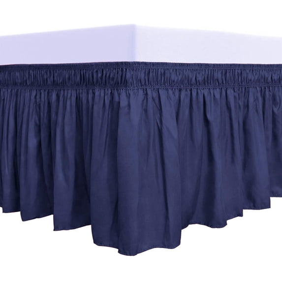Drop In Frame Wrap Around Ruffled Bed Skirt with Adjustable Elastic Belt, 18 Inch ...