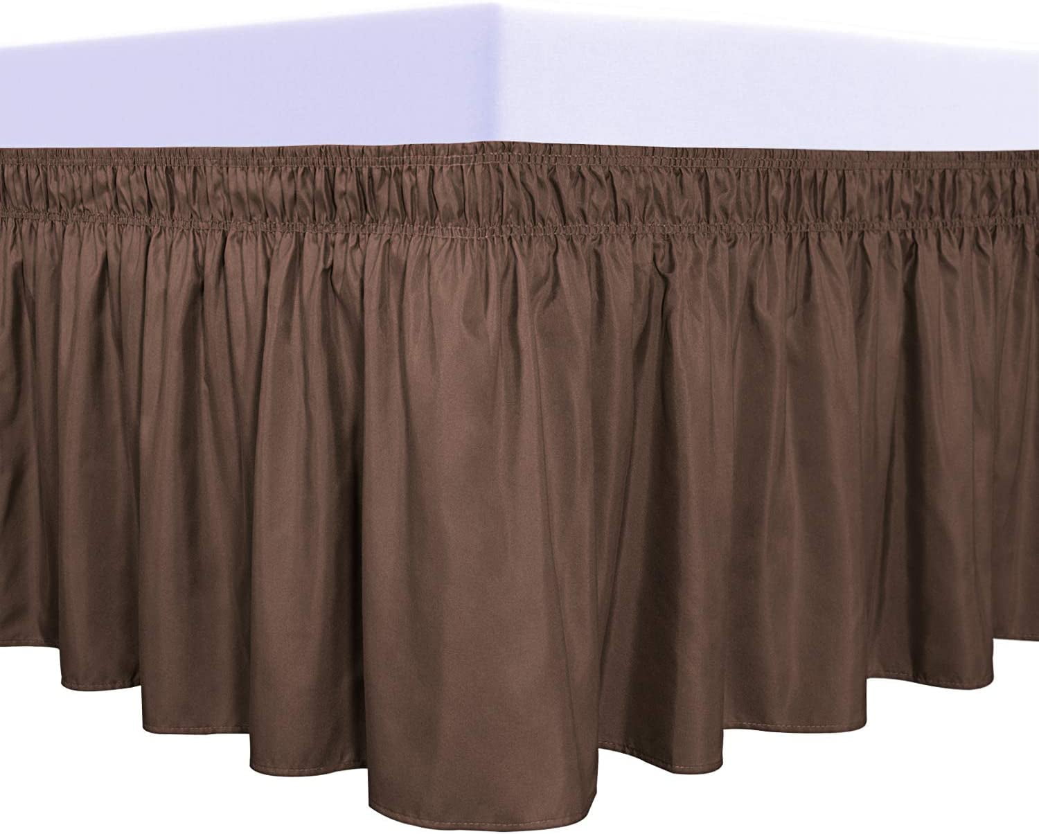 Wrap Around Ruffled Bed Skirt With Adjustable Elastic Belt 14 Inch
