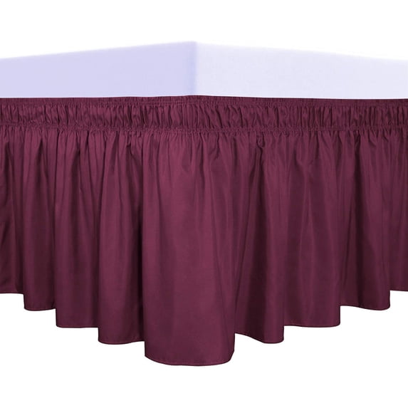 Drop In Frame Wrap Around Ruffled Bed Skirt with Adjustable Elastic Belt, 18 Inch ...
