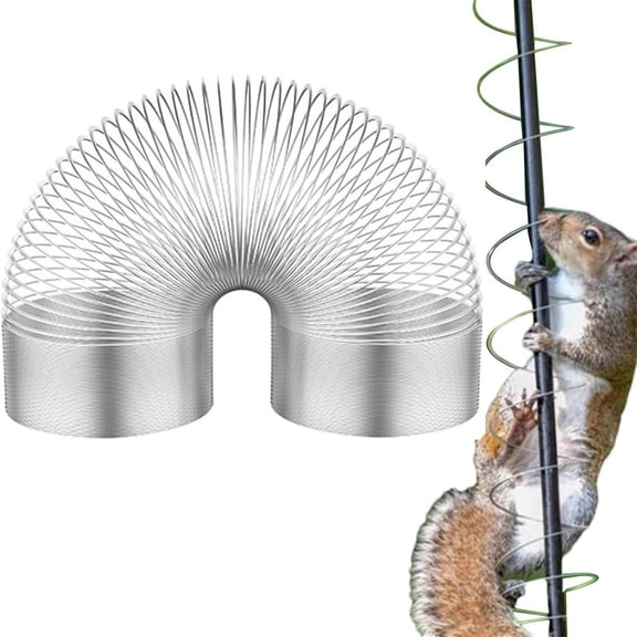 Wrap Around Squirrel Proof Spring Baffle, Anti Squirrel Bird Feeder Barrier, Stainless Steel Walking Spring Squirrel Guard For Outdoor Bird Feeders, Protects Bird Seed From Squirrels
