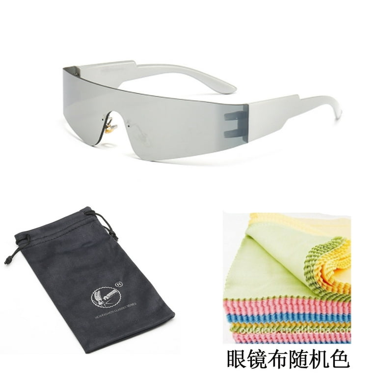 Wrap Around Sunglasses For Women Men Fashion One Piece Flat Top Shield  Eyewear Y2K Futuristic Mirrored Shades