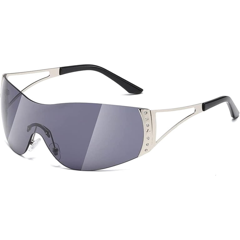Oversized Flat Top Wrap Sunglasses Unisex Fashion Shades Tech Look Amazon.com: FEISEDY Oversized Flat Top Futuristic Wrap  main image 3