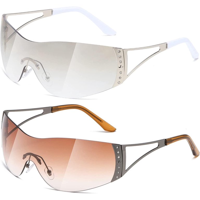 Wrap Around Y2K Sunglasses for Women Men Shield Flat Top  display picture 1