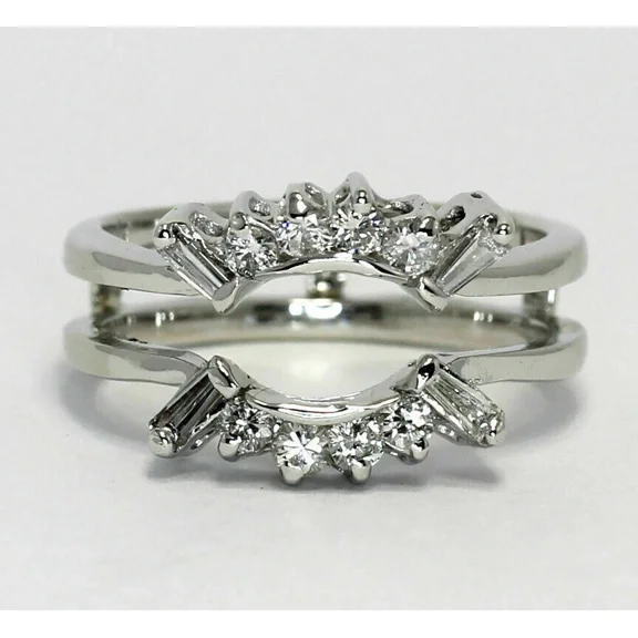 Wrap Band Engancer 2 Ct Round Cut White Moissanite Ring 14K White Gold Plated