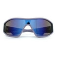 thumbnail image 1 of Wrap Curved Color Mirror Oversize Shield Sport Plastic Sunglasses Lavender - Blue Mirror, 1 of 8