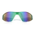 thumbnail image 1 of Wrap Curved Color Mirror Oversize Shield Sport Plastic Sunglasses White - Green Mirror, 1 of 8